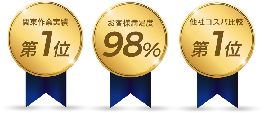 関東作業実績第1位！お客様満足度98％！他社コスパ比較第1位！